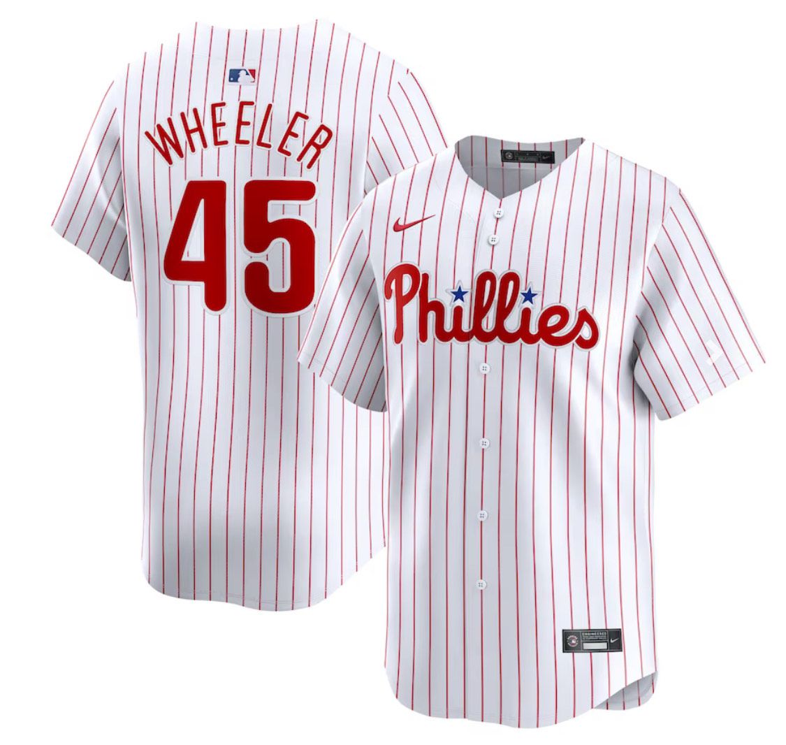 2024 MLB Men Philadelphia Phillies #45 Wheeler Nike White Home Limited Player Jersey-0